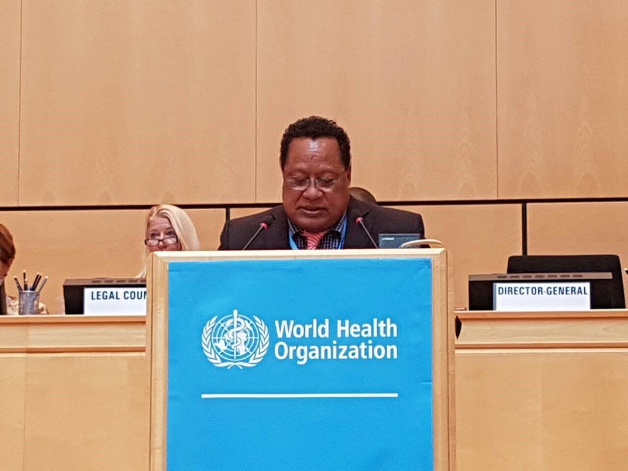 Honourable Tautai Agikimua Kaitu’u at the 71st WHA