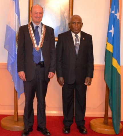 Ambassador Gobbi and Sir Frank at Government House