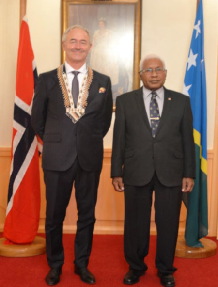 Ambassador Larsen and H.E. Reverend David Vunagi