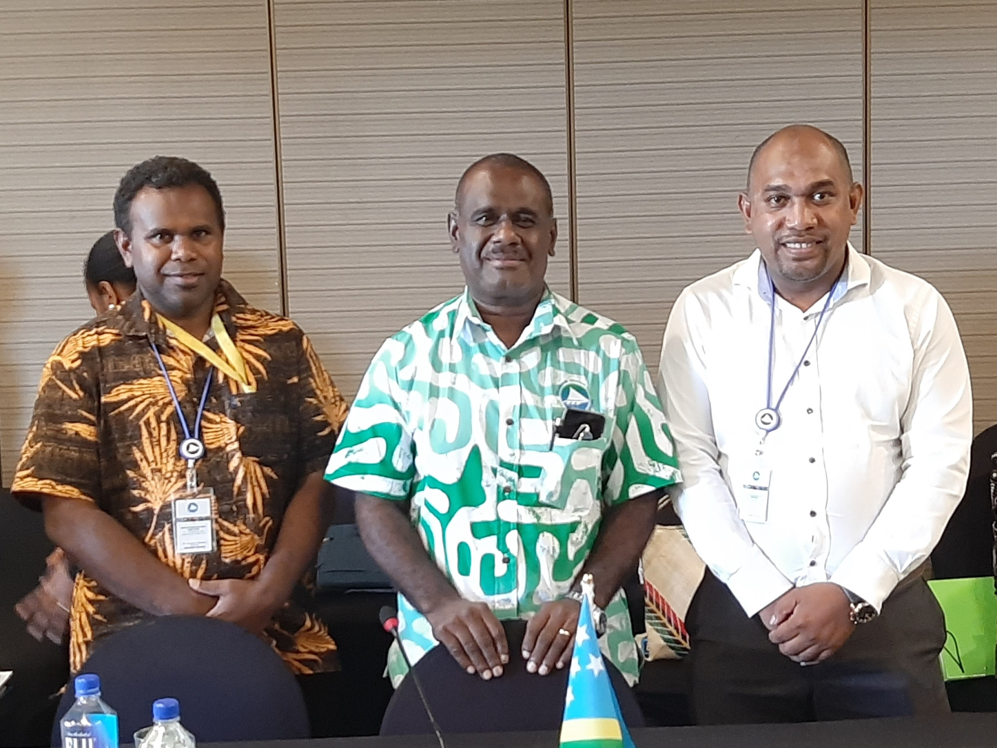 Acting Foreign Affairs Deputy Secretary Cornelius Walegerea, Minister for MFAET Hon. Jeremiah Manele, Counsellor Ellison Mason from the Solomon Island High Commission.