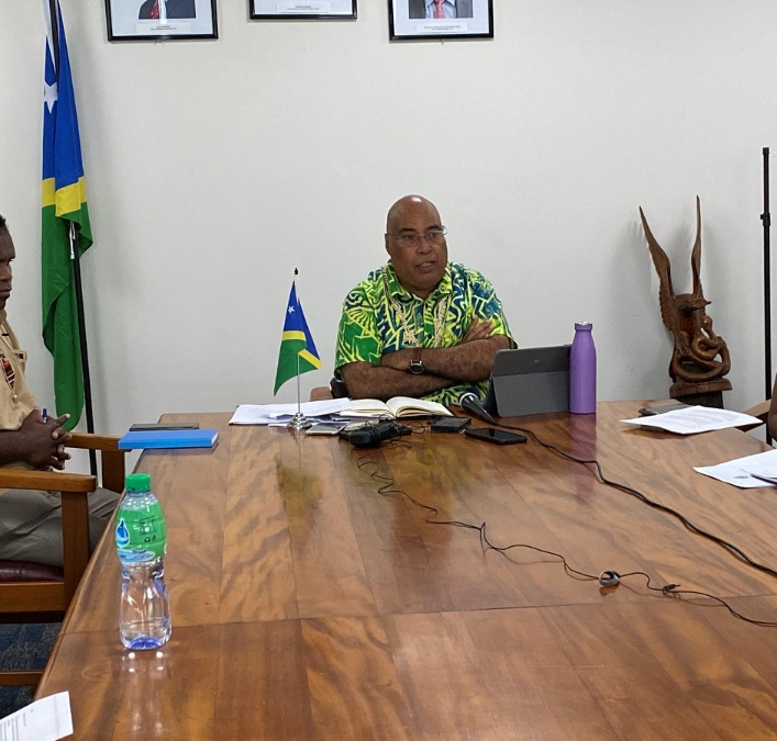 Ministry of Foreign Affairs and External Trade Permanent Secretary talking to members of the local press on Thursday.