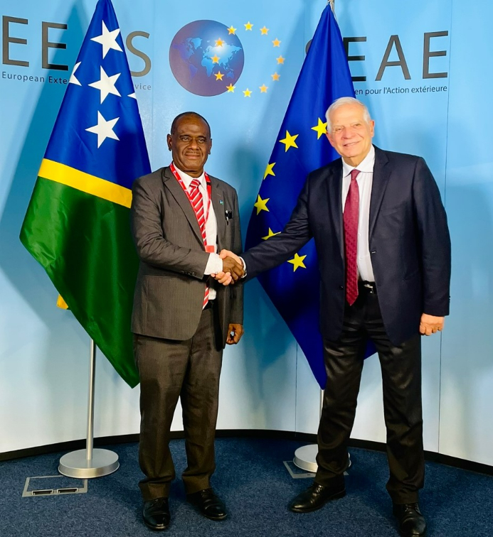 Minister for Foreign Affairs & External Trade Hon. Jeremiah Manele, and the High Representative/Vice President H.E Mr Josep Borrell Fontelles