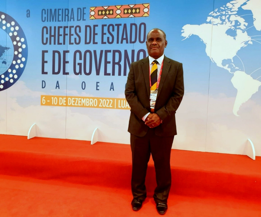 Minister for Foreign Affairs and External Trade Hon. Jeremiah Manele at the plenary of the 10th Summit of the OACPS Heads of State and Government in Luanda, Angola