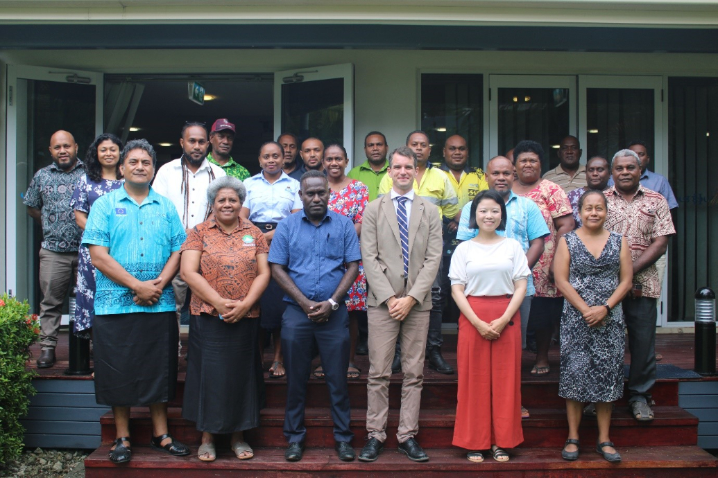 Trade Commissioner, Barrett Salato (Centre) with facilitators and participants of the National workshop on the Melanesian Spearhead Group (MSG) Green Trade Project and the Pacific Regional Integration Support (PRISE) Programme on Non-Tariff Measures (NTMs) and International Trade Promotions.