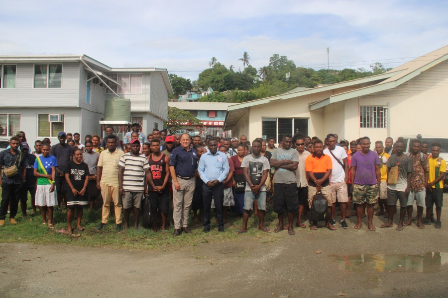 Some of the 118 workers after their Pre-Departure Briefing today.