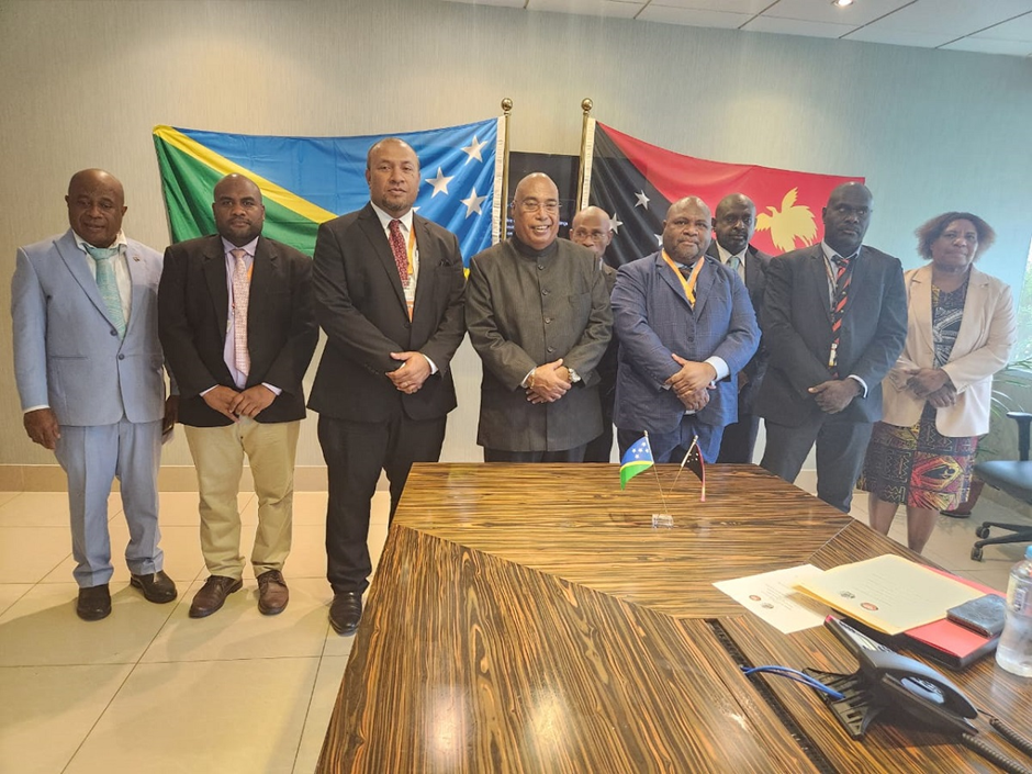 Solomon Islands and Papua New Guinea delegates after the signing of the MOU on Monday 22 May.