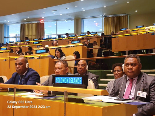 Minister of Foreign Affairs and External Trade, Hon. Peter Shanel Agovaka leading the Solomon Islands delegation at the 79th UNGA.