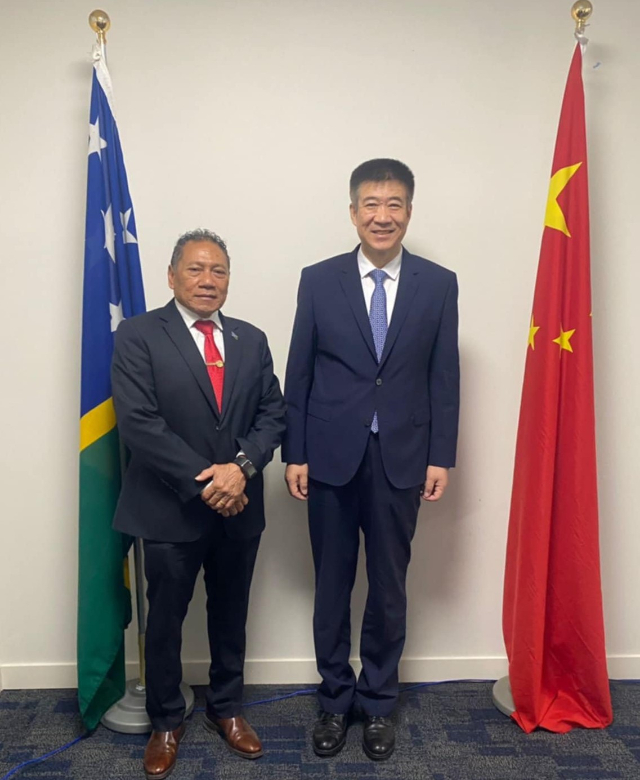 Minister of Foreign Affairs and External Trade, Hon. Peter Shanel Agovaka with the Administrator of the Civil Aviation Administration of China, His Excellency Song Zhiyong after their meeting last week.
