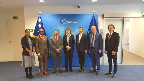 Foreign Minister Hon. Peter Shanel Agovaka and his delegation with the EU delegation in Brussels.