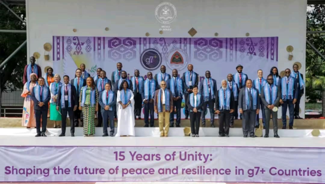 Group photo of representatives of the g7+ countries and senior executive of the g7+ Secretariat, following the opening ceremony on Friday 11th April.